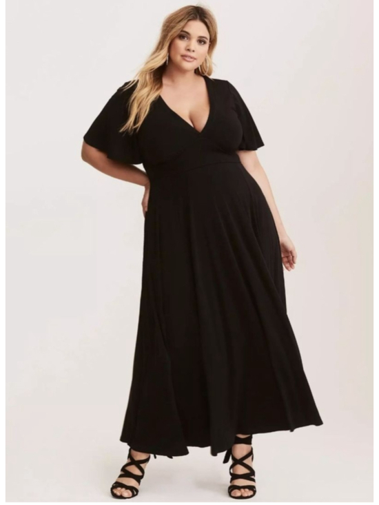 Torrid Dresses & Skirts - Torrid Black Vneck Flutter Sleeve Maxi Dress Size 5X